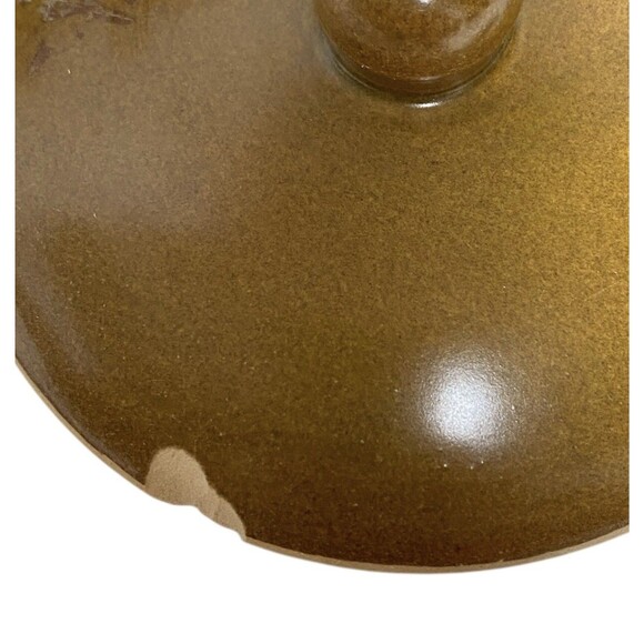 6 Vintage Mustard Brown Stoneware French Onion Soup Crocks Bowls Handles & Lids - Picture 8 of 8